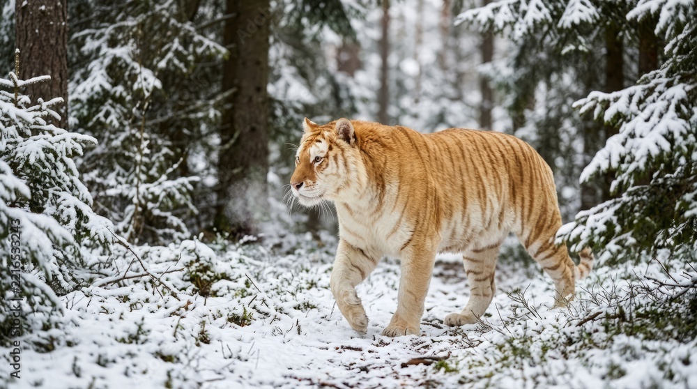 Obraz premium Rare Golden Tabby Tiger in Natural Jungle Habitat