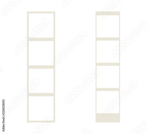 Blank photo booth film strip template set with instant photo frames, retro polaroid borders and vintage photography layouts. Vector illustration