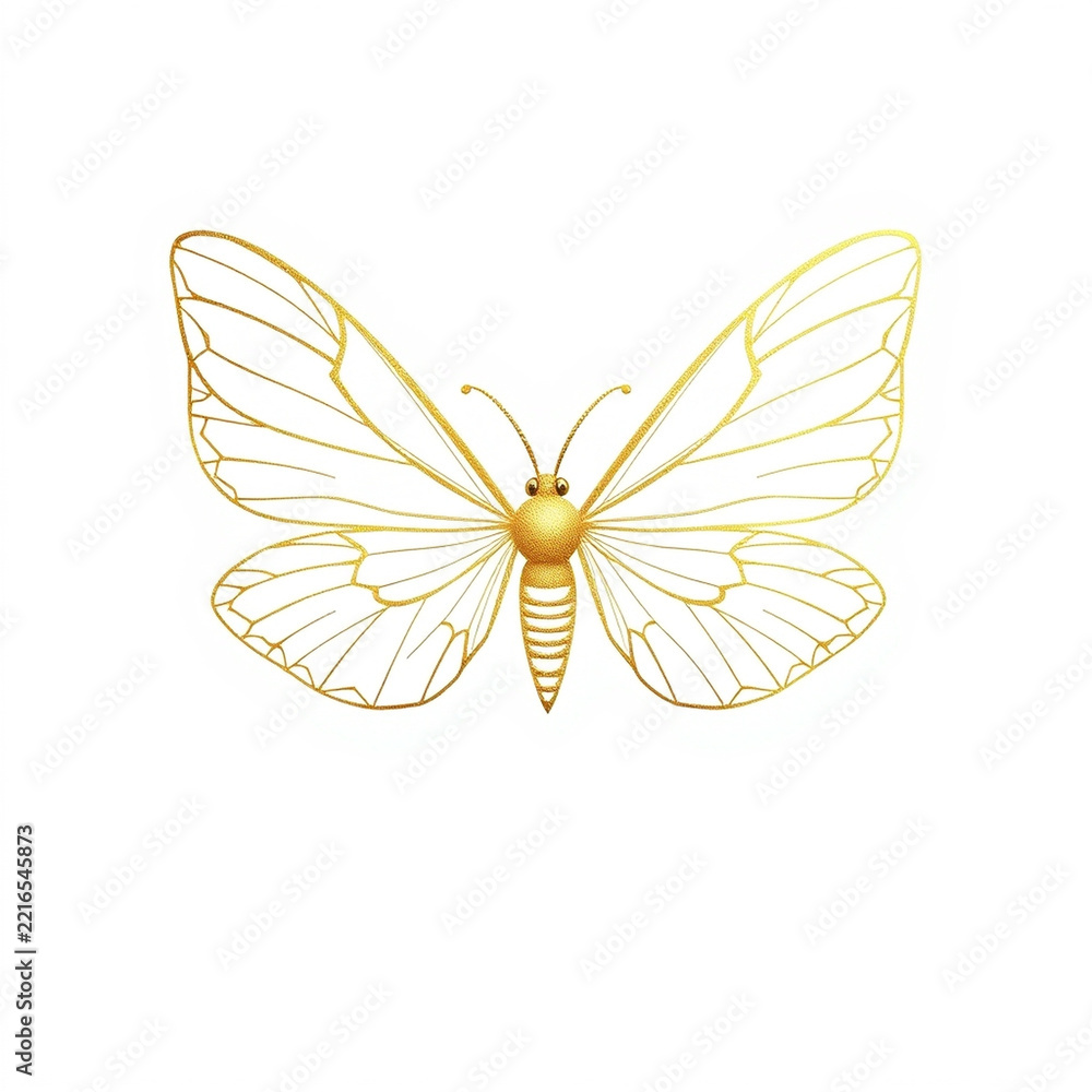Fototapeta premium Elegant minimalist gold line art butterfly design