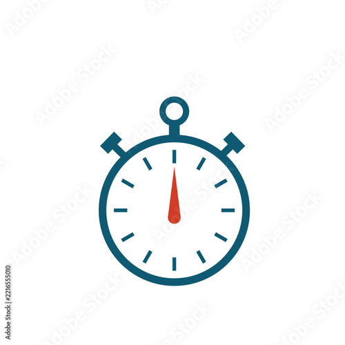 Turquoise Stopwatch Timer Icon Line Art Isolated on White Background