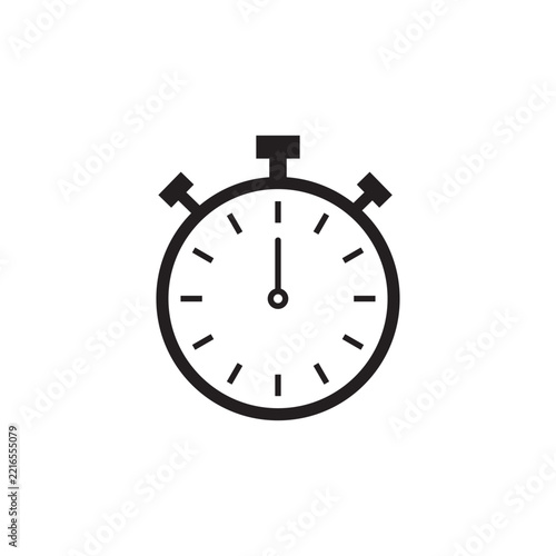Turquoise Stopwatch Timer Icon Line Art Isolated on White Background