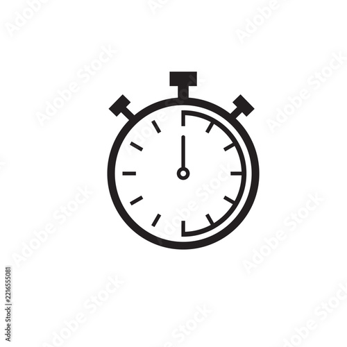 Turquoise Stopwatch Timer Icon Line Art Isolated on White Background