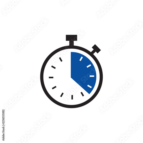 Turquoise Stopwatch Timer Icon Line Art Isolated on White Background