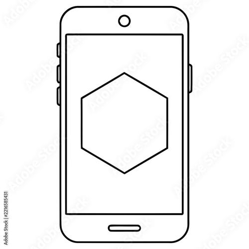 Smartphone with hexagon icon on screen