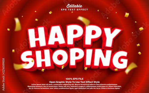 3d Happy Shoping editable text effect