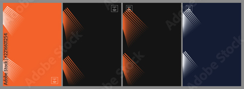 Modern abstract poster design collection featuring dynamic geometric lines and minimalist gradient backgrounds for creative visual branding