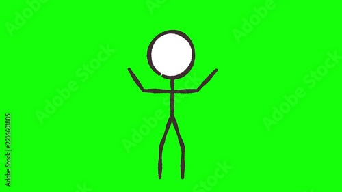 棒人間が笑いながら跳ねて喜ぶゆるいアニメーション