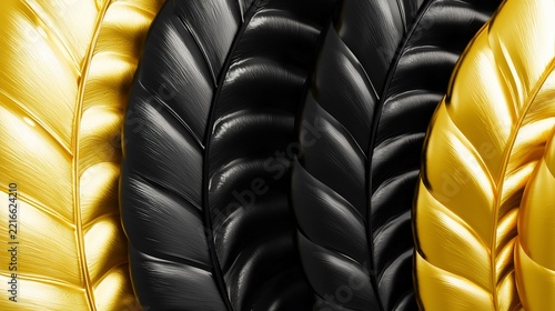 Abstract Gold and Black Metallic Leaf Texture Background