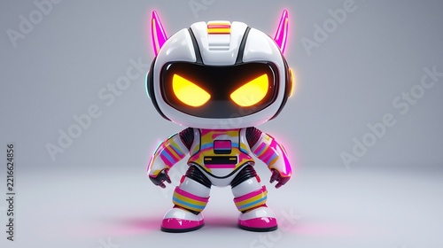 Cute Futuristic Neon Robot Toy Character