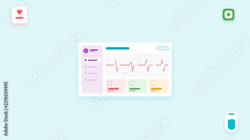 Medical healthcare dashboard and hospital icon pattern on blue