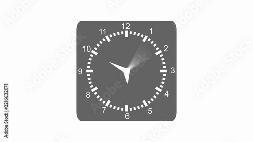 Minimal analog clock icon with numbers and hands animation