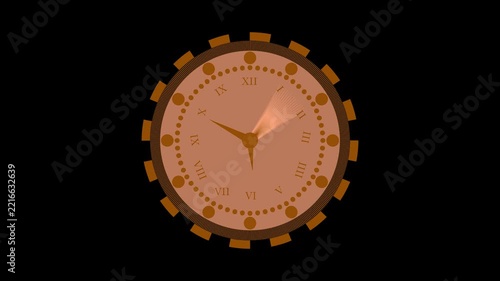 Analog clock with roman numeral simple isolated animation of time and precision