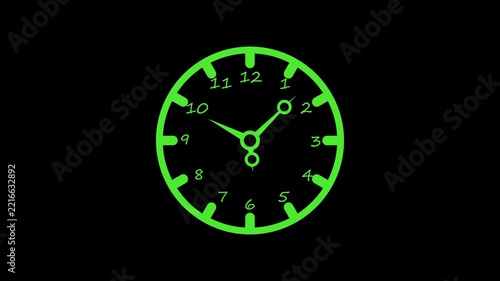 Minimal analog clock isolated with numbers animation