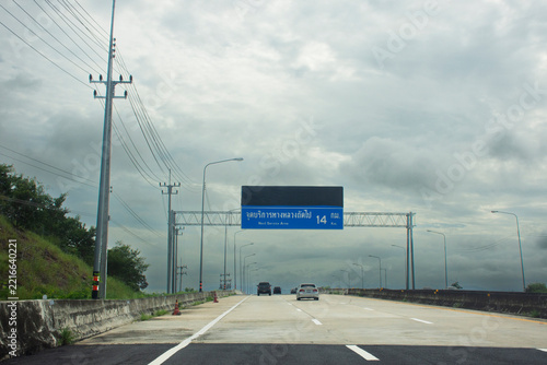 Fotografie View landscape of highway street and traffic road at intercity motorway routes m