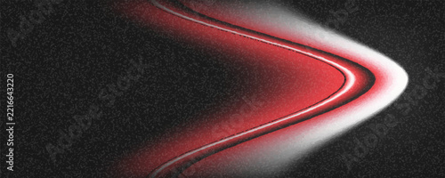 Abstract Red Wave Light Curve on Dark Grained Background With Futuristic Glowing Ribbon