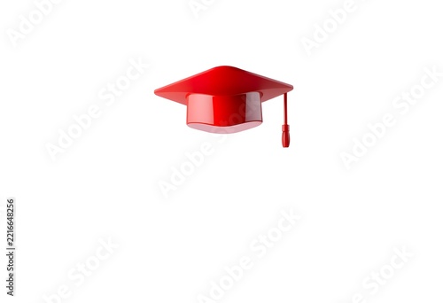 Red Graduation Cap Isolated on White