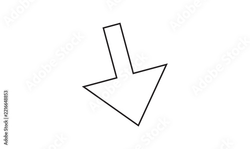 Black line arrow pointing down right outline transparent png icon element