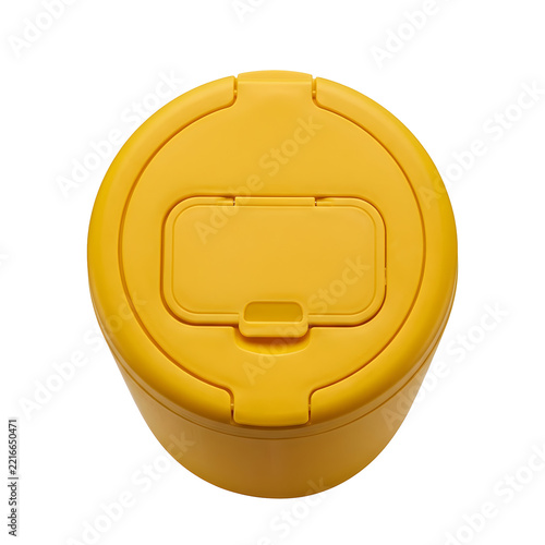 Yellow Plastic Wet Wipes Container Lid on Transparent Background