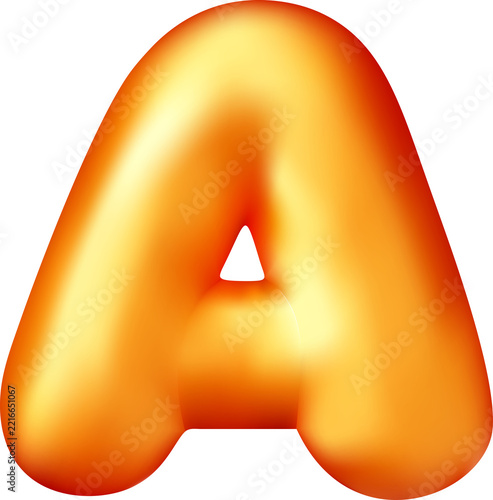 Glossy gold 3D balloon letter A