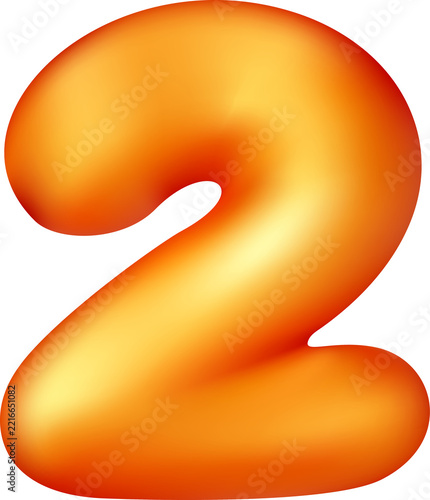 Glossy gold 3D balloon number two
