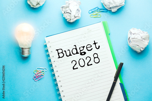 Budget  2028 text on paper