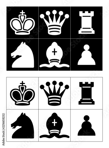 White and black symbols of chess pieces