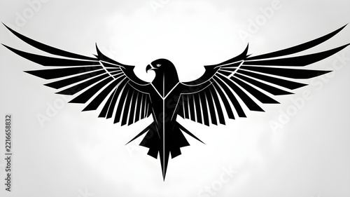 Powerful Black Eagle Silhouette Vector Graphic. Majestic Bird of Prey with Spread Wings. Emblem, Logo, and Symbol of Freedom & Strength.
