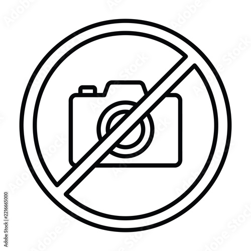 Obraz na plátně No photography allowed warning sign icon with no photography camera prohibition