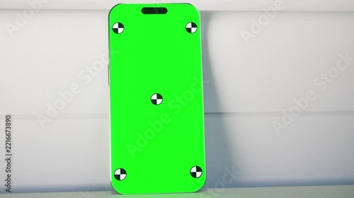 Modern Smartphone Mockup With Green Screen and Tracking Markers