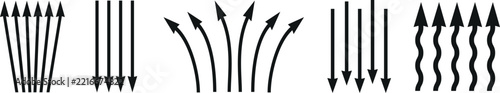 Set of Black Directional Arrows and Curved Pointer Elements Vector Illustration, Infographic Design Assets.