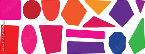 Set of Colorful Geometric Shapes and Abstract Cut-out Elements Vector Illustration, Modern Design Assets.