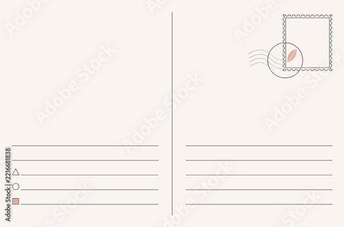 Blank postcard template with stamp and address lines