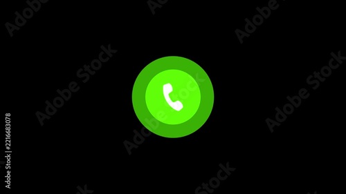 incoming call icon animation on transparent background. Incoming call icon animation, call concept on smart mobile phone screen. 4k video animation..