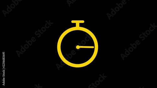 Minimalist white stopwatch icon silhouette on a solid black background representing time management concepts.  stopwatch icon design template.symbolizing time management.4k 