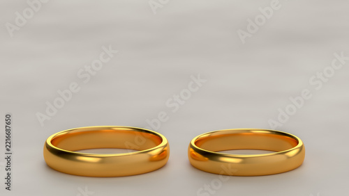 Golden wedding rings with copy space