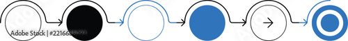 Circle sequence diagram displaying a multi-step workflow progress bar