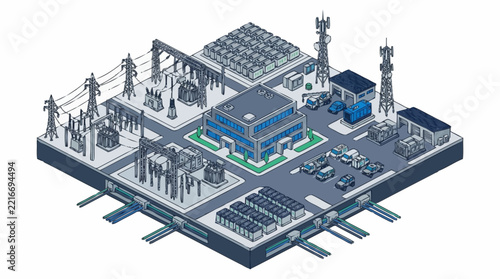 Modern Industrial Data Center Facility Layout.