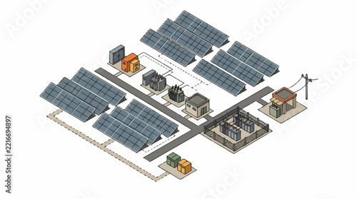 Solar Powered Industrial Facility With Storage Systems.