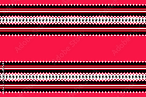 Pink Ethnic Geometric Seamless Border Pattern in Tribal Style