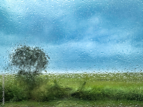 Impressionist View through Rain-Streaked Window of the Marsh, St. Simons Island, Georgia