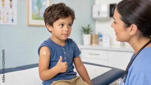 Happy child getting vaccinated.