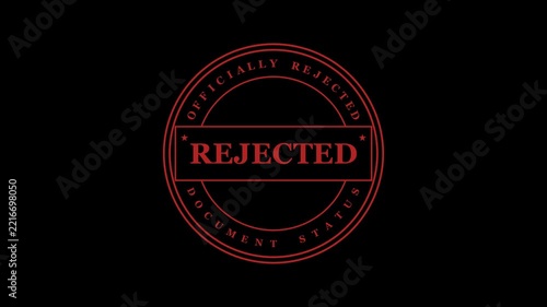 Rejected Stamp Approval Status Animation with Transparent Background