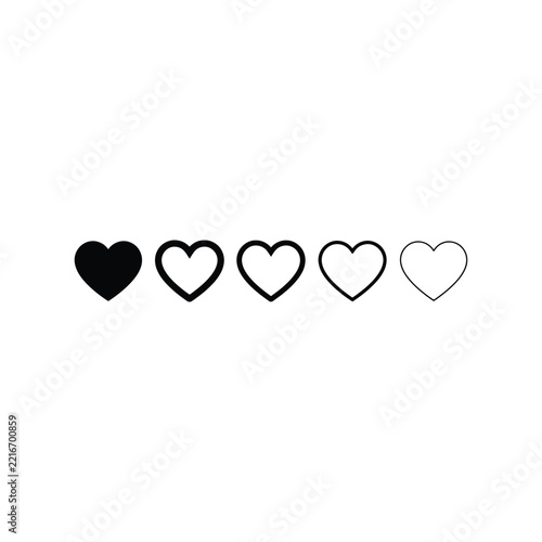 Valentine heart shapes vector icon set