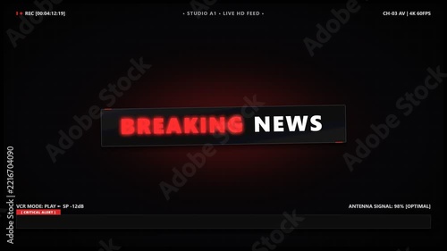 Animated Dark Red Minimalist Breaking News Headline Motion Graphic Overlay