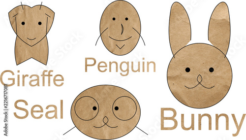 Brown Packaging box Cutting cure animals Art printable Editable character ESIGN 35312Jc.eps