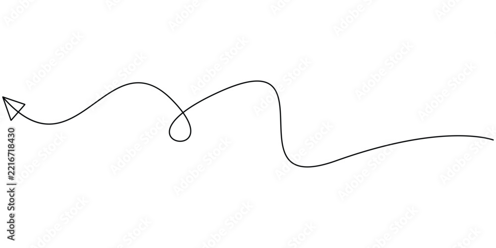 Fototapeta premium Paper airplane continuous line art minimal travel flight concept vector illustration