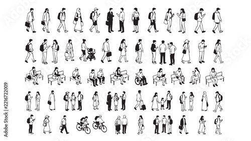 Isometric Urban People Collection – Walking & Sitting