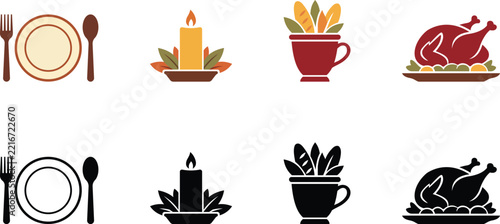 Thanksgiving Turkey Plate Candle Cup and Bread Table