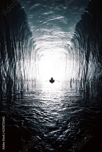 Fantasy style image of a man in the boat