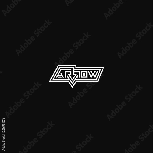 Arrow integrated into the text, unique logo design.